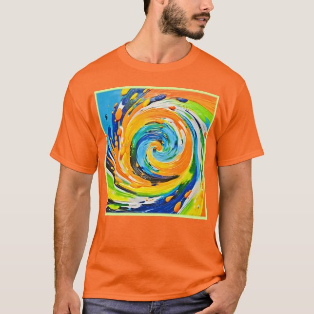 Camiseta Design de Vórtice Espiral Colorida (Frente)