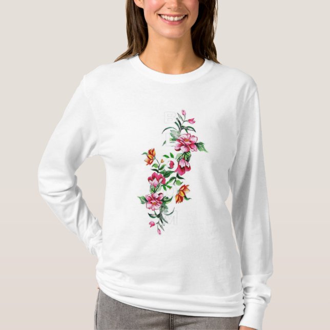 Camiseta Design de Whisper de Flor Selvagem para t-shirt (Frente)