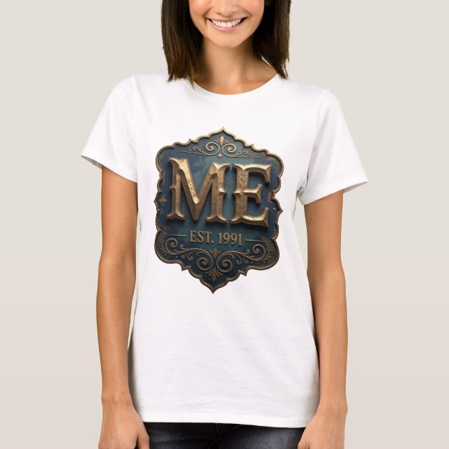 Camiseta Design Dinâmico Ouro ME EST 1991 Statement (Frente)