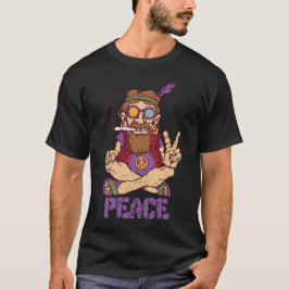 Camiseta Design Distressado Vintage Homem Sinal de Paz