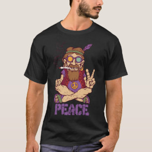 Camiseta Design Distressado Vintage Homem Sinal de Paz