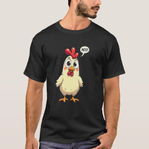 Camiseta Design Divertido Confusão de Moos de Frango Fofo
