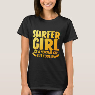 Camiseta Design Divertido de Garota Surfista para Mulheres