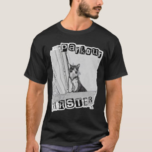 Camiseta Design Divertido de Gatinho Punk Mestre de Parkour