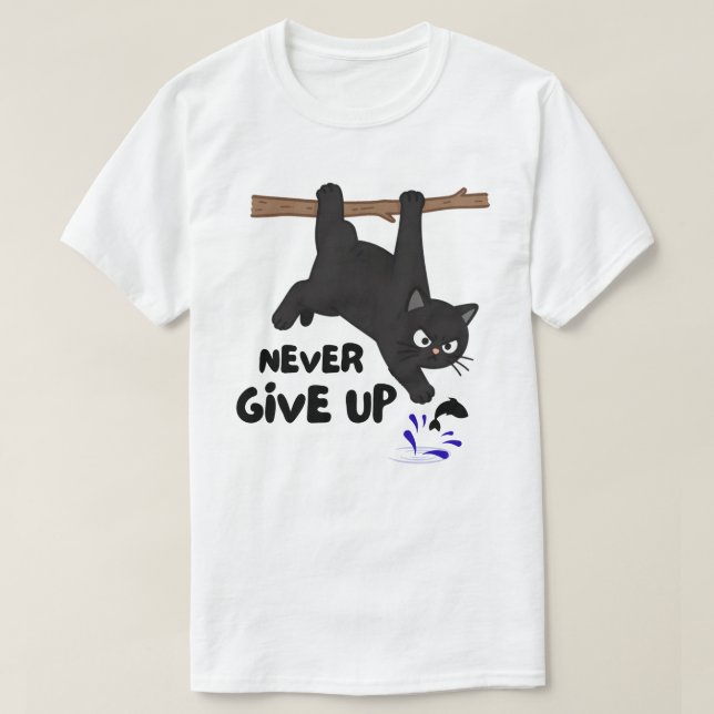 Camiseta Design Divertido de Gato Pendurado (Frente do Design)
