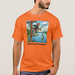 Camiseta Design Divertido de Lineman de Pesca