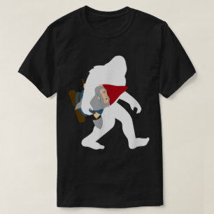 Camiseta Design Divertido de Pé-Grande Carregando Gnomo