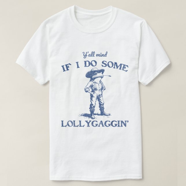 Camiseta Design Divertido de Sapo Caubói Lollygaggin (Frente do Design)