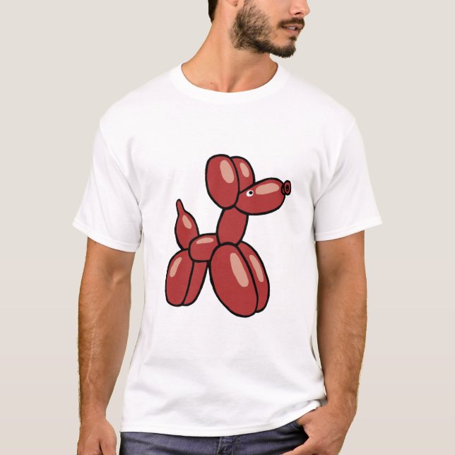 Camiseta Design divertido e de cão de balão vermelho (Frente)