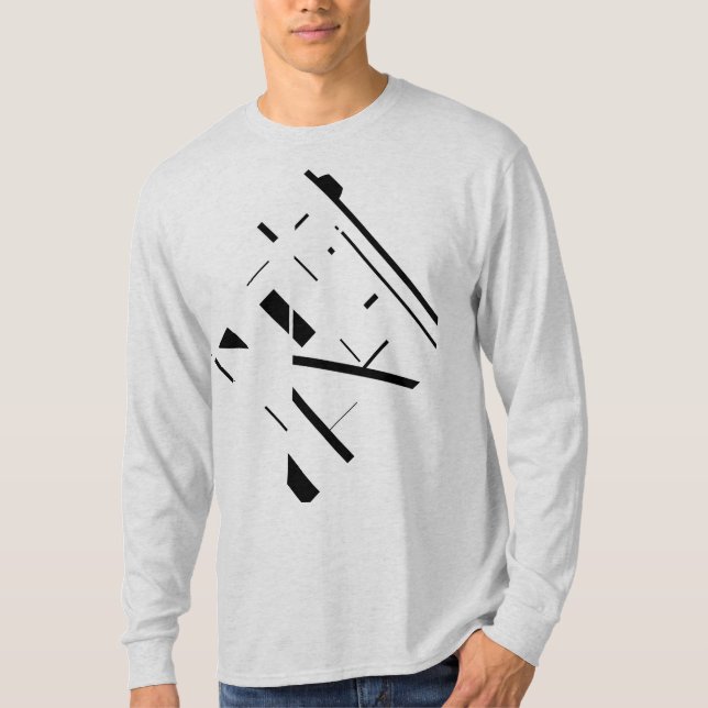 Camiseta Design do abstrato de linhas e formas pretas (Frente)
