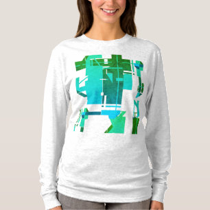 Camiseta Design do abstrato geométrico azul verde-escuro te