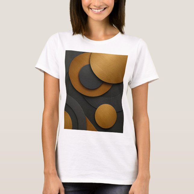 Camiseta Design do abstrato geométrico e preto de luxo e Do (Frente)
