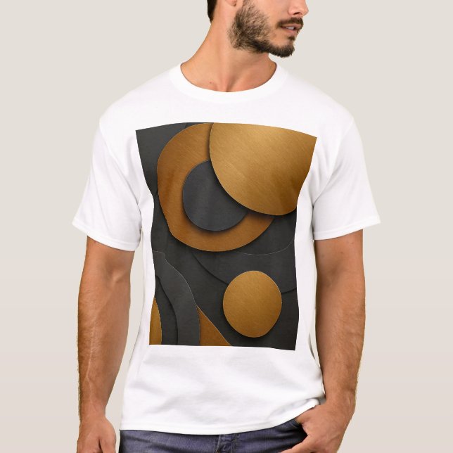 Camiseta Design do abstrato geométrico e preto de luxo e Do (Frente)