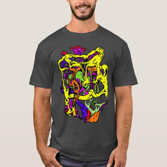 Camiseta Design do abstrato surreal em várias cores (Frente)