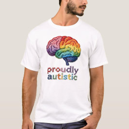 Camiseta Design do Arco-Íris bordado orgulhosamente autista
