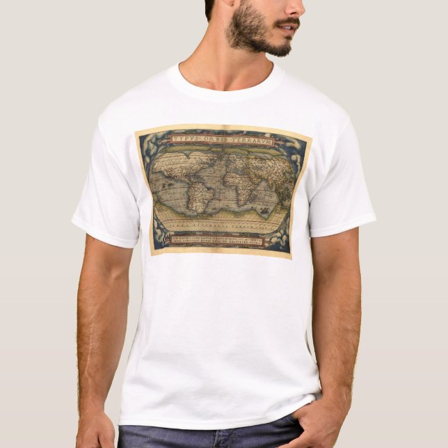 Camiseta Design do Atlas Histórico do Mapa do Mundo de Vint (Frente)