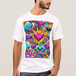 Camiseta Design do botão do dia de os namorados