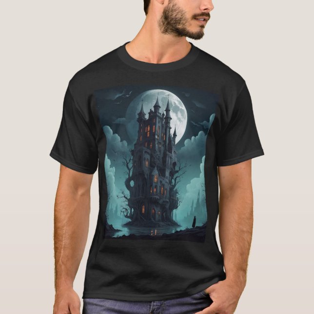 Camiseta Design do Castelo Gótico - Obra de Arte Misteriosa (Frente)