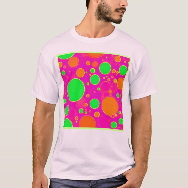 Camiseta Design do círculo retrorreflector Neon Pink & Gree (Frente)
