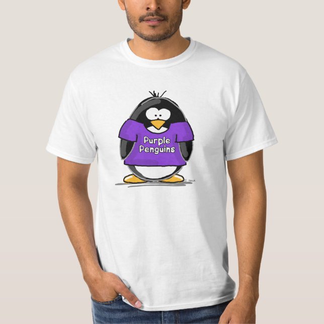 Camiseta Design do cliente para os pinguins roxos (Frente)