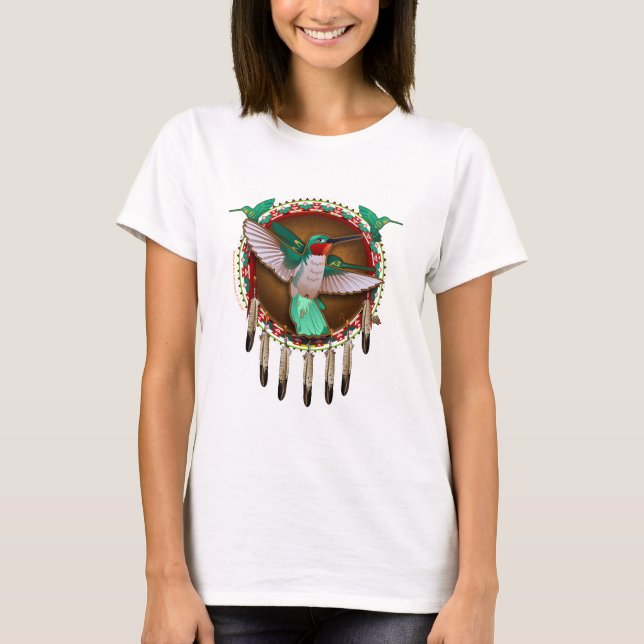Camiseta Design do colibri do nativo americano (Frente)