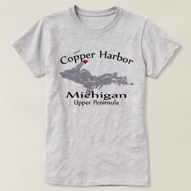 Camiseta Design do Copper Harbor Michigan Heart Ma (Frente do Design)