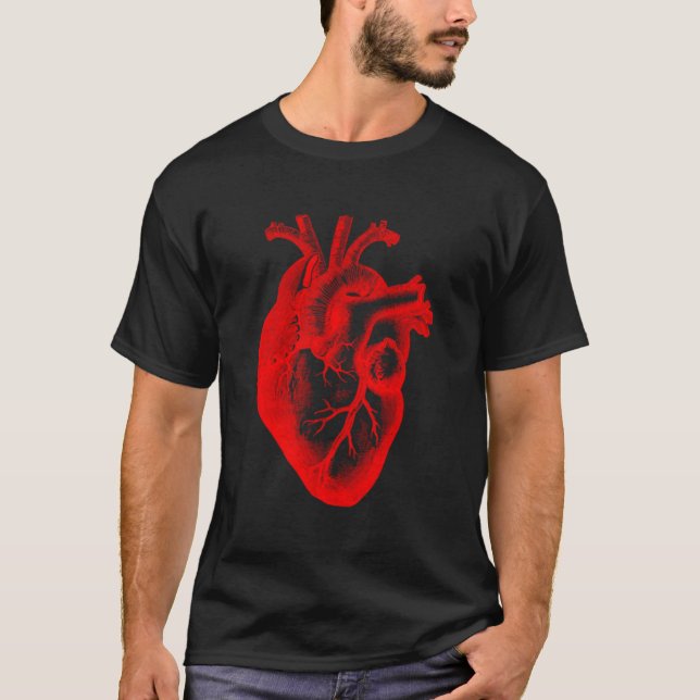 Camiseta Design do Coração Anatômico Vermelho (Frente)