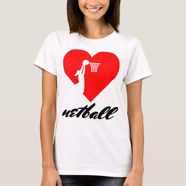 Camiseta Design do coração do Netball do amor (Frente)