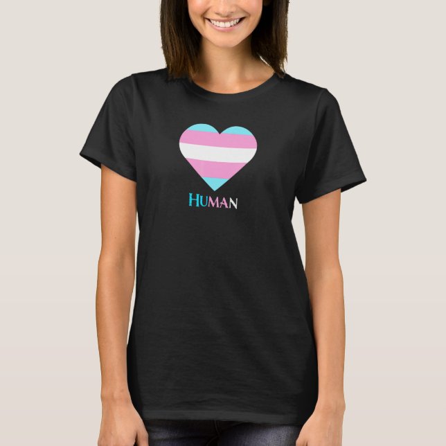 Camiseta Design do Coração Transgênero Humano (Frente)