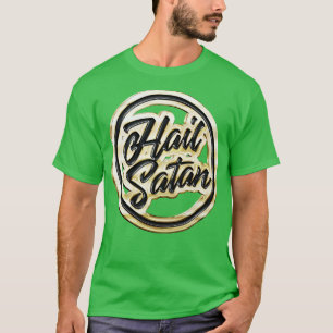 Camiseta Design do Crachá do pino Dourado da Satã de graniz