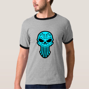 Camiseta Design do crânio do açúcar (azul)