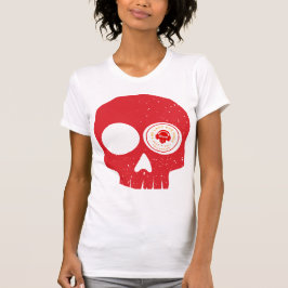 Camiseta Design do CRÂNIO VERMELHO da mulher