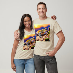Camiseta Design do Deserto do Sol, Gecko Leopardo Cujo Sol
