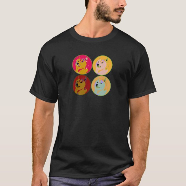 Camiseta Design do dogecoin do pop art (Frente)
