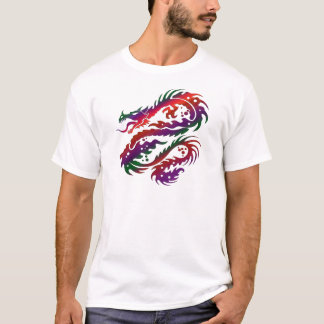 Camiseta Design do dragão - arte Multi-Vibrante da cor