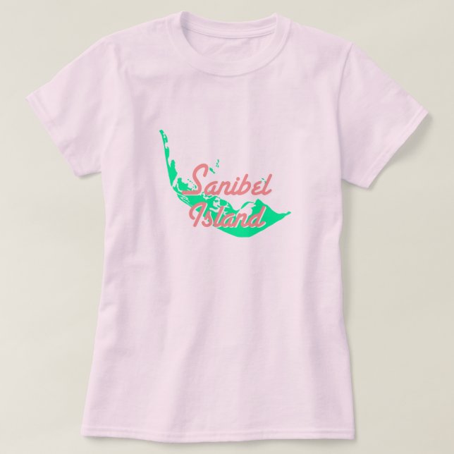 Camiseta Design do esboço do mapa da ilha de Sanibel (Frente do Design)