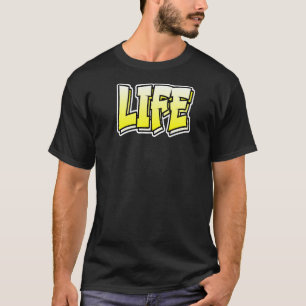 Camiseta Design do estilo de vida do Grafite que diz vida
