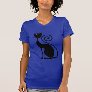 Camiseta Design do estilo do vintage do gato preto