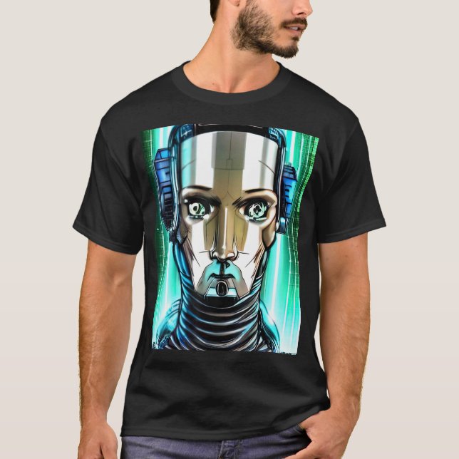 Camiseta Design do Geek de Computador do Cyberpunk Hacker (Frente)