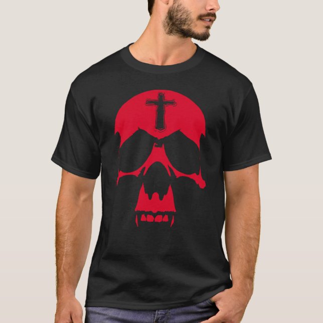 Camiseta Design do Gráfico Gótico do Demônio Vermelho (Frente)