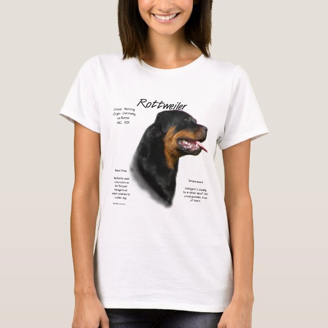 Camiseta Design do Histórico do Rottweiler (Frente)