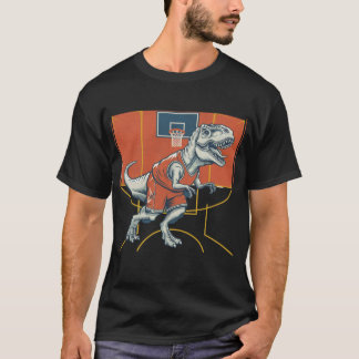 Camiseta design do jogador de basquete dinossauro
