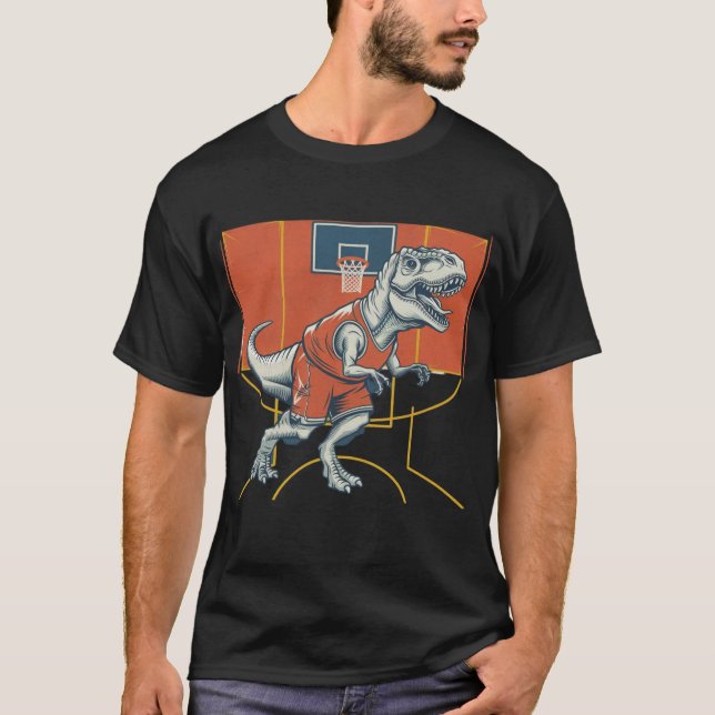 Camiseta design do jogador de basquete dinossauro (Frente)