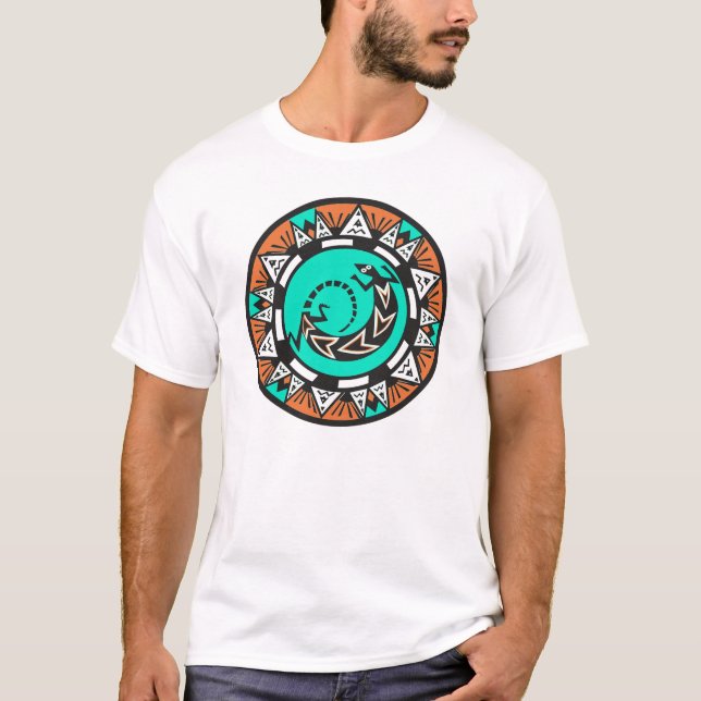 CAMISETA DESIGN DO LAGARTO DO CÍRCULO DO NATIVO AMERICANO (Frente)