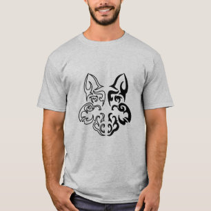 Camiseta Design do Lobo Negro e Branco