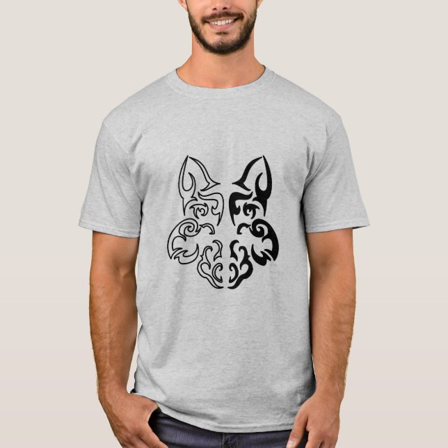 Camiseta Design do Lobo Negro e Branco (Frente)