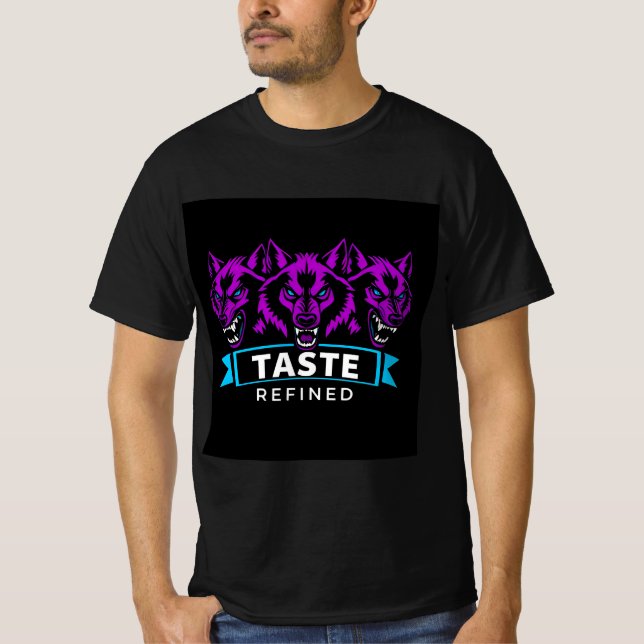 Camiseta Design do Lobo Triplo Enfatizando a Força (Frente)