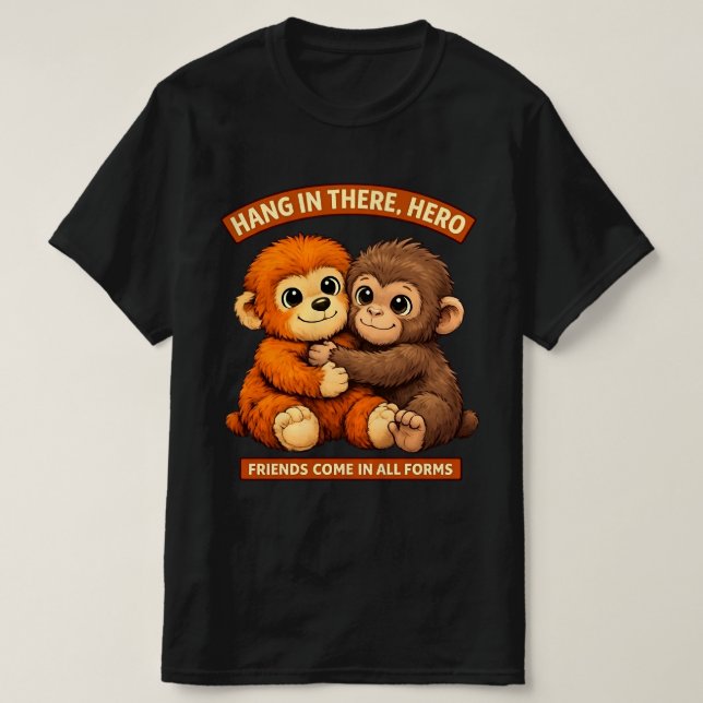 Camiseta Design do Macaco Punch-kun Clássico -Amizade (Frente do Design)