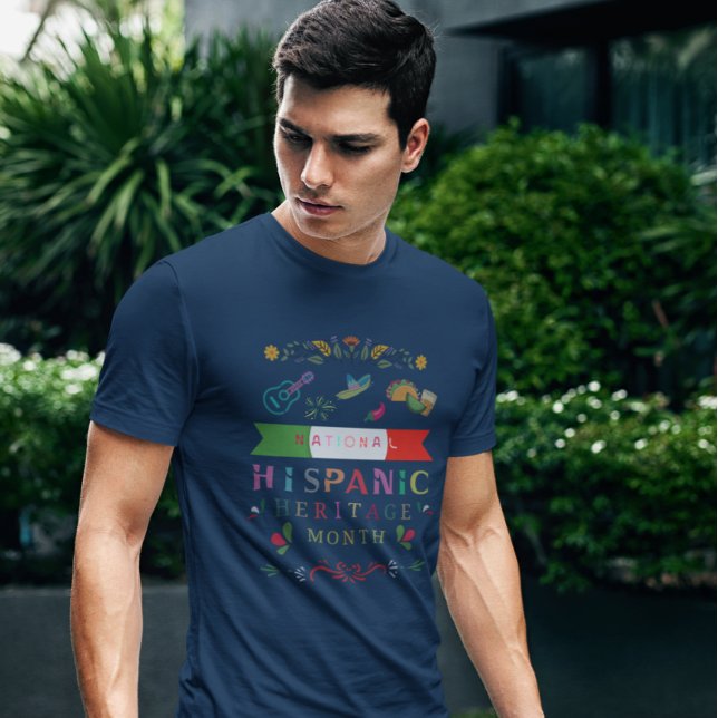 CAMISETA DESIGN DO MÊS DO PATRIMÔNIO HISPÂNICO NACIONAL (Criador carregado)