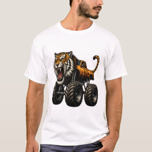 Camiseta Design do Monster Truck do Tigre Feroz
